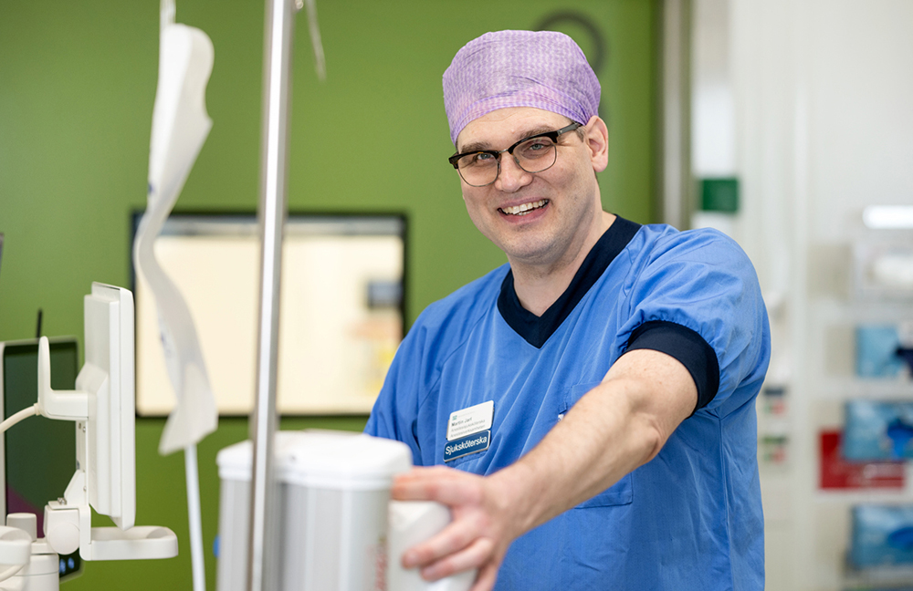 Martin Jarl, anestesisjuksköterska i Region Stockholm. Foto: Carin Wesström, Danderyds sjukhus