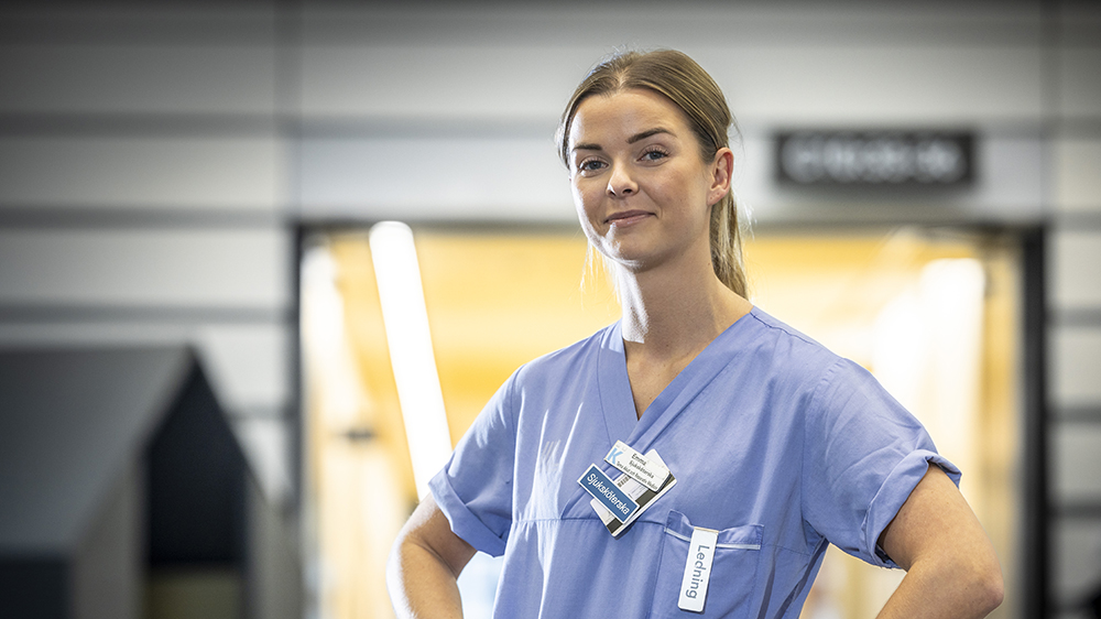 Emma Åsard, sjuksköterska inom Tema Akut och Reparativ Medicin i Solna. Foto: Fredrik Hjerling