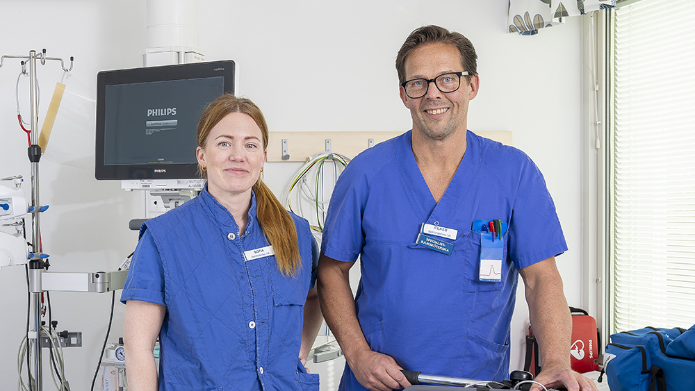 Sofia Kahlin och Claes Abrahamsson är en del av ett sammansvetsat team på Alingsås lasarett. Foto: Marie De Verdier
